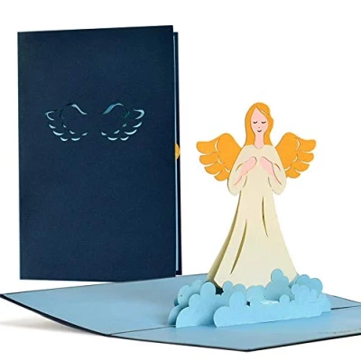 Abbildung von Diese Klappkarten Pop Up Tauf Karte Grußkarte zur Taufe Kommunion Konfirmation Junge Mädchen mit Umschlag 3D Einladungskarte Geschenkkarte Erstkommunion