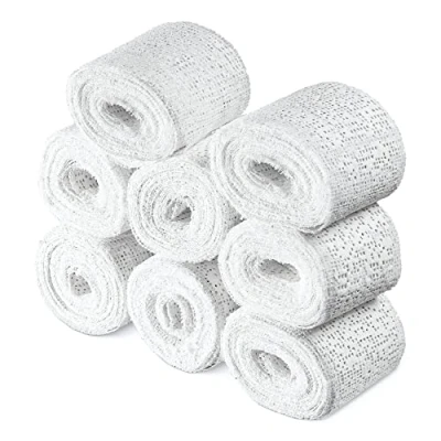 Abbildung von Navaris Gipsbinden 8er Set zum Babybauch bemalen 8x Gips Abdruck Binden 5 x 300 cm für Schwangerschaftsbauch Verband Gipsabdruck Basteln schnelltrocknend