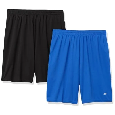 Abbildung von Amazon Essentials Herren Leichte Performance Funktionsshorts In Lockerer Passform (Erhältlich Übergrößen), 2er Pack, Königsblau/Schwarz, S
