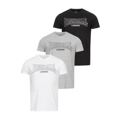 Abbildung von Lonsdale Herren T Shirt Normale Passform Dreierpack BEANLEY Black/White/Marl Grey M 117435