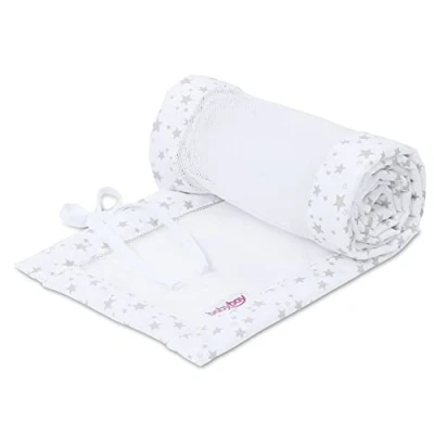 Abbildung von babybay Nestchen Mesh Piqué für Modell Boxspring XXL, weiß Sterne perlgrau