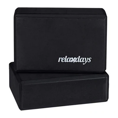 Abbildung von Relaxdays Yogablock im 2er Set, Yoga Klötze für Übungen, Hartschaum, rutschfest, Würfel HBT 8x23x15cm, schwarz