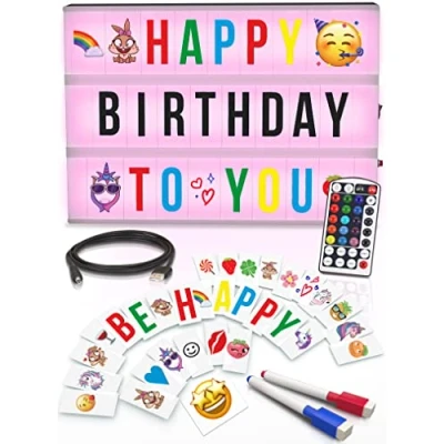 Abbildung von Leuchtkasten mit Buchstaben &amp; Farbwechsel Light Box Kinder 386 Zeichen, Emojis 2 Marker Lichtbox Deko für Mädchen Teenager Zur Wandmontage geeignet by tricase (Klassisches Schwarz)