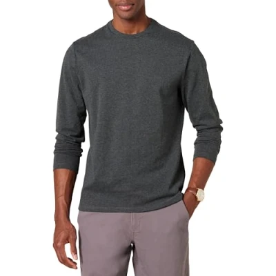 Abbildung von Amazon Essentials Herren Langärmeliges T Shirt, Schmale Passform, Dunkelgrau Meliert, S