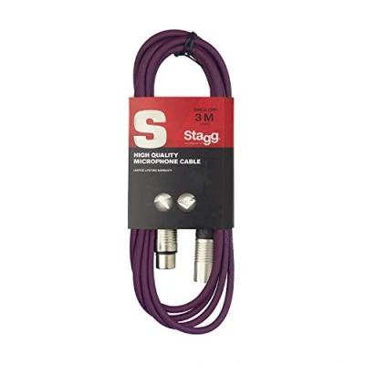 Abbildung von Stagg 3 m hochwertigen XLR auf Stecker Mikrofon Kabel violett, 3m