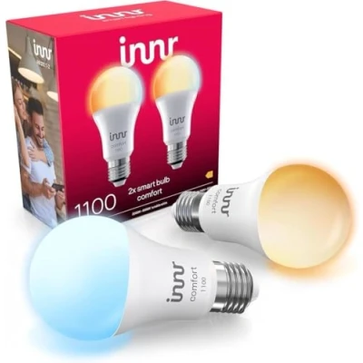Abbildung von innr Zigbee E27 Smart Lampe, funktioniert mit Alexa und Hue* (Bridge erforderlich), Warmweiß bis Kaltweiß, Glühbirne Dimmbar, Home 1190 Lumen, 2 Pack
