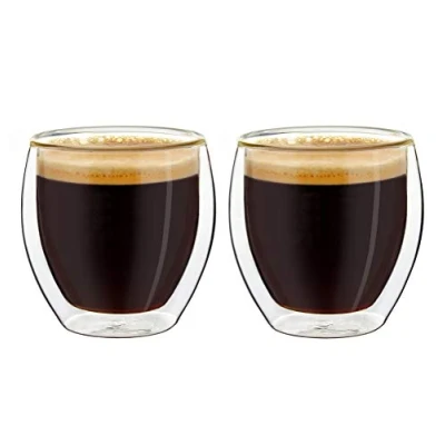 Abbildung von Creano doppelwandige Espressotassen, 2er Set 100ml, Mokkatassen, Thermo Gläser mit Schwebe Effekt