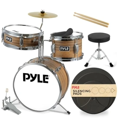 Abbildung von Pyle Kinder Schlagzeug Set Drums for Kids, Kinderschlagzeug ab 3 Jahre bis 8 Jahre, Drum mit Snare Drum, Pad für Kinder, Becken &amp;Drumsticks. Geeignet, um zu lernen, Red