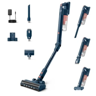 Abbildung von Philips Kabelloser Staubsauger 5000 Series SpeedPro Flex, Starke Saugkraft, 60 Min. Laufzeit, Düse mit LED Beleuchtung, Tierhaar düse, Fugendüse, Kombi Zubehör, Display, Wechselbarer Akku (XC5243/10)