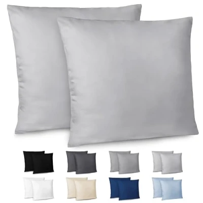 Abbildung von Dreamzie Kissenbezug 80x80 2er Set Kopfkissenbezug Grau mit Reißverschluss aus Mikrofaser Weich, cm Pillow Cover