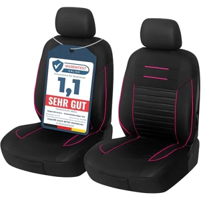 Abbildung von Upgrade4cars Auto Sitzbezüge Vordersitze Schwarz Pink Schonbezüge Set Vorne für Fahrersitz &amp; Beifahrer Sitzbezug Universal