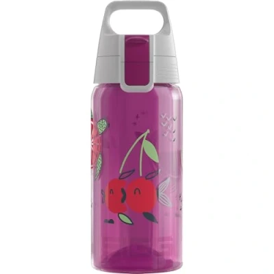 Abbildung von SIGG Trinkflasche Kinder Viva One Swimming Fruits Für Kohlensäurehaltige Getränke Geeignet Auslaufsicher Spülmaschinenfest BPA frei Sport &amp; Schule Pink mit schwimmenden Früchten 0,5L