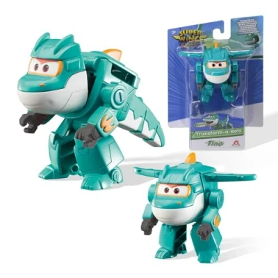 Abbildung von Super Wing Tino Transformer Spielzeug 5cm Dinosaurier, Verwandlungsspielzeug mit 2 in 1 Modus, Spielzeugroboter für Jungen und Mädchen Dinosaurier Geschenke 3+ Jahre