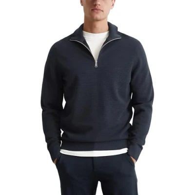 Abbildung von Marc O&#039;Polo Troyer Ottoman Struktur Strickpullover, Herren, Größe: Medium, Dark navy