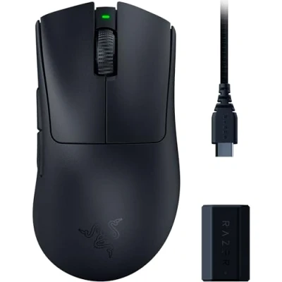 Abbildung von Razer DeathAdder V3 Pro + HyperPolling Wireless Adapter Ultra leichte E Sport Maus mit echten 8K Hz kabelloser Abtastrate (63 gr, Optischer Focus 30K, Optische Switches 3. Gen) Schwarz