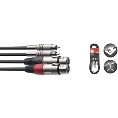 Abbildung von Stagg STC060CMXF Twin Kabel (60 cm, Cinch Stecker auf XLR Buchse)