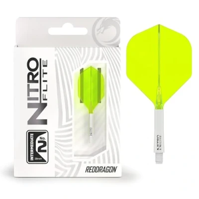 Abbildung von RED DRAGON Darts Nitro Flite Integriert Flüge &amp; Schäfte System No.2 Form und Design Weiß Gelb Farbe, Dazwischenliegend Länge