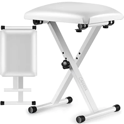 Abbildung von CAHAYA keyboardbank 3 Fach höhenverstellbar klavierbank klappbarer Klavierhocker X förmig Klavier Sitzbank Pianobank stabil Piano Stool Gepolsterter Klavierstuhl Weiß CY0257 1