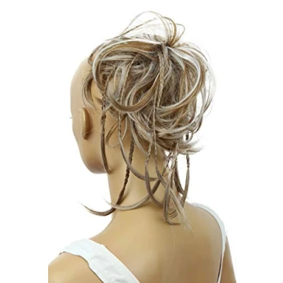 Abbildung von CAISHA XXL Haarteil Haargummi Daisy Dutt Hochsteckfrisuren Mit Geflochtenen Zöpfen Gewellt Kunstfaser Hitzebeständig DM17cm Hellbraun Grau Mix G27D