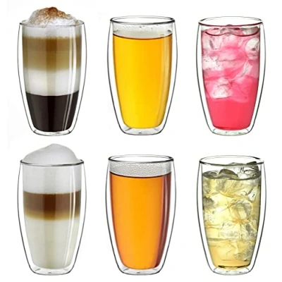 Abbildung von Creano doppelwandiges Thermoglas 250ml „DG SH“, Doppelwandglas auch für kleine Hände geeignet, doppelwandige Cappuccinotassen, Kaffee, Tee, Latte Gläser 6er Set
