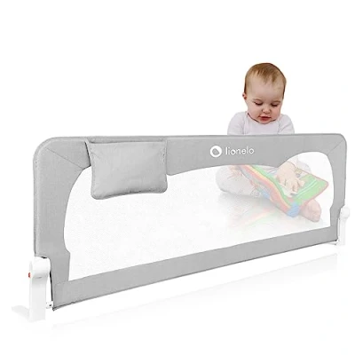 Abbildung von Lionelo Hanna Bettgitter Rausfallschutz 150 cm x 66 cm, zusammenklappbar um 180 Grad, luftiges Netz, einfache Montage, Standsafe Blockade, SecureBelt, stabile Konstruktion