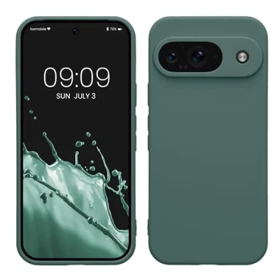 Abbildung von kwmobile Handyhülle kompatibel mit Google Pixel 9 Hülle Handy Case aus weichem Silikon in Blaugrün