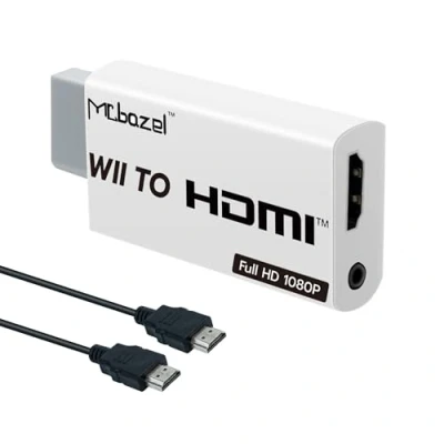 Abbildung von Mcbazel Wii HDMI Adapter mit 1,5 m Kabel 1080P, Video Audio Signal Konverter 1080P Full HD 3,5 mm Stereo Audioanschluss für Konsole Monitor HDTV Projektor