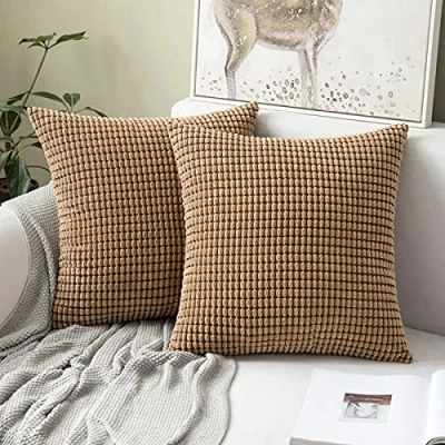 Abbildung von MIULEE 2er Set Kissenbezüge Kordsamt Dekokissen Kissenbezug Sofakissen Dekorativ Couchkissen Kissenhülle Bezug Weich für Wohnzimmer Schlafzimmer 40x40 cm, 16x16 Inch Braun