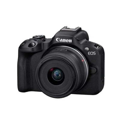 Abbildung von Canon EOS R50 Systemkamera + RF S 18 45mm is STM Objektiv Spiegellose Kamera (Digitalkamera mit Autofokus Motiverkennung für Personen Augen Tiere Fahrzeuge, 4k Video, 15 Bilder pro Sek.) schwarz