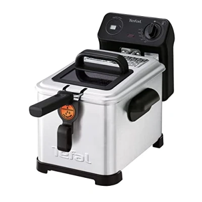 Abbildung von Tefal FR5160 Filtra Pro Elektrische Fritteuse 4 L Öl Kapazität Auffangsieb für reineres spülmaschinenfeste Teile Sichtfenster einstellbare Temperaturkontrolle Schwarz/Edelstahl