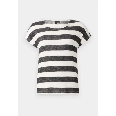 Abbildung von Vero Moda Vmwide Stripe Tshirt print, Damen, Größe: Large, Black/snow white