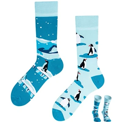 Abbildung von TODO Colours Lustige Socken mit Motiv mehrfarbige, bunte, Verrückte für Herren und Damen (35 38, Penguin Socken)