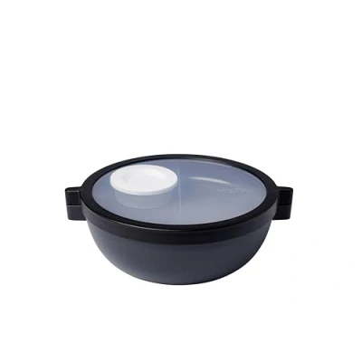 Abbildung von Mepal Bento Lunchbowl Vita Brotdose mit Fächern Extra Fach Deckel, Dressing Deckel &amp; Tablett Bentobox Salatbox to go Nordic black