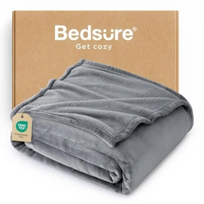 Abbildung von BEDSURE Kuscheldecke Flauschig Decke Fleecedecke Wohndecke Warm Winter Weich, Sofadecke XL, Couch Blanket, Wohn &amp; Kuscheldecken 150x200cm, Sofa überwurfdecke Grau