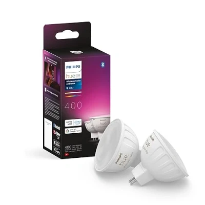 Abbildung von Philips Hue White Ambiance &amp; Color MR16 LED Lampe, dimmbar, 16 Mio. Farben, steuerbar via App, kompatibel mit Amazon Alexa (Echo, Echo Dot), Doppelpack