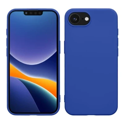 Abbildung von kwmobile Hülle kompatibel mit Apple iPhone 16e weiches TPU Silikon Case Cover geeignet für kabelloses Laden Baltik Blau