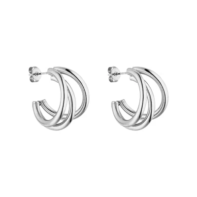 Abbildung von PURELEI® Eono Ohrringe (Silber) Damenohrringe aus langlebigem Edelstahl Wasserfeste Damen 2 cm Durchmesser Modeschmuck für deinen individuellen Look