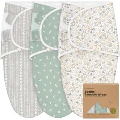 Abbildung von KeaBabies 3 Pack Bio Baby Schlafsack zum Pucken Ergonomische Pucksack 0 Monate, Babyschlafsack Neugeborene, Pucktuch Baby, Puck Pucksack, Wickeldecke (Prairie)