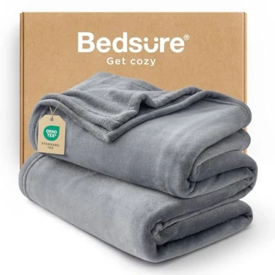 Abbildung von BEDSURE Kuscheldecke Flauschig Decke Fleecedecke Wohndecke Warm Winter Weich, Sofadecke XXL, Couch Blanket, Große, Wohn &amp; Kuscheldecken 230x270cm, Sofa überwurfdecke Hellgrau