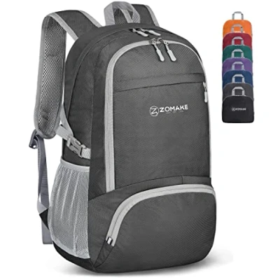 Abbildung von ZOMAKE Leicht Faltbarer Rucksack Packbare Backpacks 30L,Kleiner Faltbar Rucksäcke Wanderrucksack Wasserdicht für Damen Herren Outdoor Wandern(Dunkelgrau)