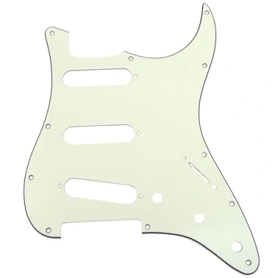 Abbildung von Musiclily SSS 11 Löcher Strat Pickguard Gitarren Schlagbrett für Fender USA/Mexican Standard Stratocaster Modern Style,3 lagig Elfenbein