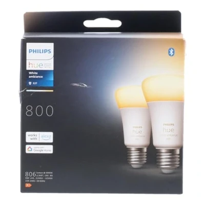 Abbildung von Philips Hue White Ambiance E27 Lampe Doppelpack 2x800, dimmbar, alle Weißschattierungen, steuerbar via App, kompatibel mit Amazon Alexa (Echo, Echo Dot)