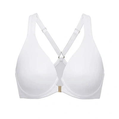 Abbildung von DELIMIRA Damen Vorderverschluss Racerback BH Grosse Grössen Bügel BHS Tiefer Ausschnitt Ungefüttert Vollschalen Weiss 80E