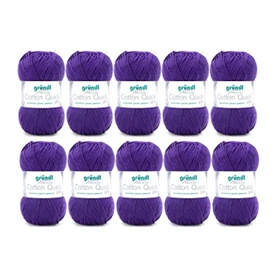 Abbildung von Gründl Cotton Quick Uni Strickgarn / Häkelgarn, 10 Knäuel à 50 g (farbenfrohes Garn aus 100% Baumwolle, OEKO TEX zertifiziert, 125 m, Nadelstärke: 3 4, x g), Pflaume