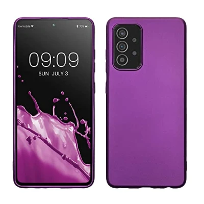 Abbildung von kwmobile Case kompatibel mit Samsung Galaxy A52 / 5G A52s Hülle Schutzhülle aus Silikon metallisch schimmernd Handyhülle Metallic Violett