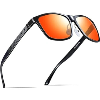 Abbildung von ATTCL Herren Polarisierte Fahren Sonnenbrille Al Mg Metall Rahme Ultra Leicht 18587 black red UV400 CAT 3 CE