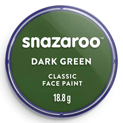 Abbildung von Snazaroo 1118455 Schminkfarbe Dunkelgrün, 18ml Topf hautfreundliche Gesichtschminke auf Wasserbasis, wasservermalbar, parabenfrei, Face &amp; Bodypaint Farbe für Kinder Erwachsene
