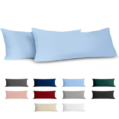 Abbildung von Dreamzie Kissenbezug 40x145 Baumwolle Renforcé (2er Set) Hellblau Dicht gewebt mit 57 Fäden/cm² 40 x 145 cm Oeko Tex Zertifiziert