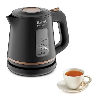 Abbildung von Tefal KI5338 Includeo Wasserkocher Fassungsvermögen 1 L Anti Rutsch Griff einfach abzulesende Wasserstandsanzeige 360 Drehsockel herausnehmbarer Filter 2400 W 23.3 x 16.6 20 cm