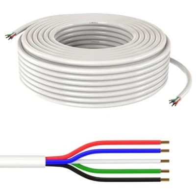 Abbildung von Lumonic 5x 0,34mm² LED Steuerleitung weiss 10m I ummanteltes 5 adriges Kabel flexibel Geschirmtes Steuerkabel, LiYY Verlängerung, Stromkabel